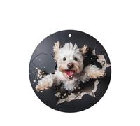 Phayah Puppy Breaks Down Wall Pattern Lavender Scent Car Aroma Round Shape Hanging Fragrance Tablet Car Interior Fragrance Freshener 4p