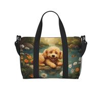 Phayah Puppy Lying On The Water'S Edge Crossbody Travel Bag Overnighter Duffel Bags Carry On Size Ideal For School Or Overnight Travel Bag