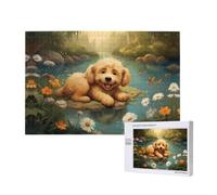 Phayah Puppy Lying On The Water'S Edge Pattern Puzzle Unique Jigsaw Wall Art Picture for Home Decoration 1000 Pcs