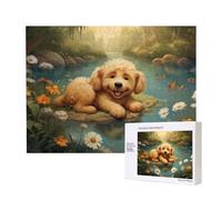 Phayah Puppy Lying On The Water'S Edge Pattern Puzzle Unique Jigsaw Wall Art Picture for Home Decoration 500 Pcs
