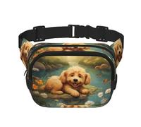 Phayah Puppy Lying On The Water'S Edge Waist Pack Bag,Fanny Pack For Men,Women, Workout Traveling Casual Running Hiking Cycling, Bum Bag
