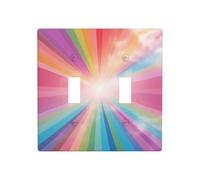 Phayah Pure Rainbow Pattern Double Toggle Light Switch Plates Outlet Covers Decorative for Bathroom Bedroom Kitchen 4.5 X 4.5 Inch