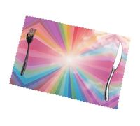 Phayah Pure Rainbow Pattern Table Placemats Set Of 6 12 X 18 Inch Placemats, For Holiday Parties Kitchen Table Decorations