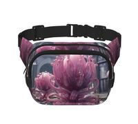Phayah Purple And Blue Flowers Waist Pack Bag,Fanny Pack For Men,Women, Workout Traveling Casual Running Hiking Cycling, Bum Bag