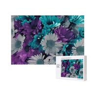 Phayah Purple And Teal Flowers Puzzles For Adults 300 Pieces For Home Decor Intelligence Development Toys 15.7 X 11"