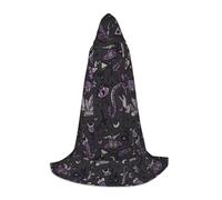 PHAYAH Purple Black Goth Spooky Pattern Hooded Poncho Unisex Christmas Hoodie For Cosplay Halloween Costume Party Masquerade L