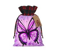 PHAYAH Purple Butterfly Pattern Drawstring Christmas Bags Xmas Gift Bags Xmas Candy Bags Treat Pouch Bags Party Favor Bags Medium
