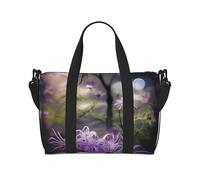 Phayah Purple Flowers in Bloom Travel Duffle Bag Weekender Overnight Gym Tote for Women Girls Shoulder Bag Workout Water Resistant