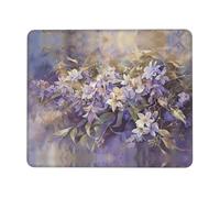 PHAYAH Purple Leaf White Flower Pattern Mouse Pads, Portable Wireless Mouse Pad, Non-Slip Rubber Base Laptop Mousepad Smooth Surface for Office & Travel 7.9 X 9.5 in
