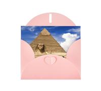 PHAYAH Pyramids Of Egypt Pattern Blank Greeting Cards With Envelopes 4" X 6" Thank You Cards For Christmas Holiday Birthday Graduation Anniversary Pink