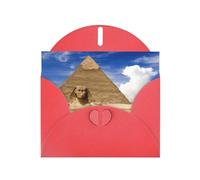 PHAYAH Pyramids Of Egypt Pattern Blank Greeting Cards With Envelopes 4" X 6" Thank You Cards For Christmas Holiday Birthday Graduation Anniversary Red