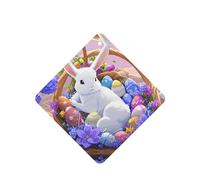 Phayah Rabbit In Flower Basket Pattern Lavender Scent Car Aroma Square Hanging Fragrance Tablet Car Interior Fragrance Freshener 6p