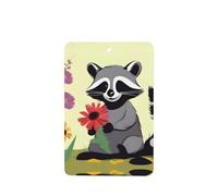Phayah Raccoon With Flowers Pattern Lavender Scent Car Aroma Rectangle Hanging Fragrance Tablet Car Interior Fragrance Freshener 6p