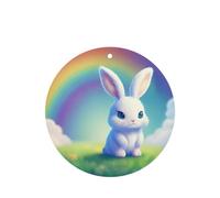 Phayah Rainbow And Rabbit Pattern Lavender Scent Car Aroma Round Shape Hanging Fragrance Tablet Car Interior Fragrance Freshener 6p