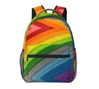 PHAYAH Rainbow Color Stripe Pattern Casual Shoulders Classical Basic Travel Backpack Travel And Outdoor Activities Resistant