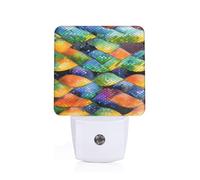 PHAYAH Rainbow Fish Scale Pattern Led Night Light Decor Nightlights for Bedroom, Bathroom Hallway, Kitchen, with Dusk to Dawn Auto Sensors