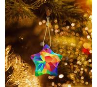 Phayah Rainbow Geometric Pattern Ceramic Star-Shaped Christmas Tree Ornaments, Family New Year Home Souvenirs For Gatherings