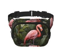 Phayah Rainforest Flamingo Pattern Fanny Waist Packs For Men Women, Waist Bag Hip Pack For Travel Hiking Running Outdoor Sports