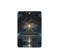Phayah Rectangle Car Air Fresheners Cards 4 Pcs Ancient Tree Of Wisdom Pattern Auto Aromatherapy Tablets Hanging Scented Card - Lavender Scent