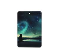 Phayah Rectangle Car Air Fresheners Cards 4 Pcs Cat Looking At Stars Pattern Auto Aromatherapy Tablets Hanging Scented Card - Lavender Scent