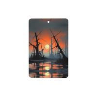 Phayah Rectangle Car Air Fresheners Cards 4 Pcs Dead Tree At Sunset Pattern Auto Aromatherapy Tablets Hanging Scented Card - Lavender Scent