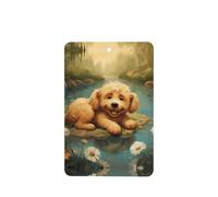 Phayah Rectangle Car Air Fresheners Cards 4 Pcs Puppy Lying On The Water'S Edge Pattern Auto Aromatherapy Tablets Hanging Scented Card - Lavender Scent