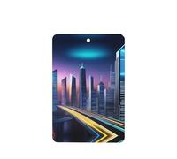 Phayah Rectangle Car Air Fresheners Cards 6 Pcs Future City Night Scene Pattern Auto Aromatherapy Tablets Hanging Scented Card - Lavender Scent