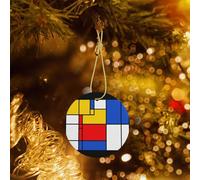 Phayah Rectangle Pattern Hristmas Ceramic Round Pendant Christmas Tree Ornaments Homefor Gatherings Decoration