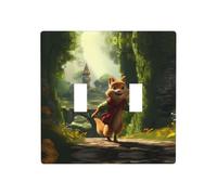 Phayah Red Backpack Squirrel Pattern Double Toggle Light Switch Plates Outlet Covers Decorative For Bathroom Bedroom Kitchen 4.5 X 4.5 Inch