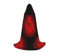 PHAYAH Red Cherry Blossom Pattern Hooded Poncho Unisex Christmas Hoodie For Cosplay Halloween Costume Party Masquerade S