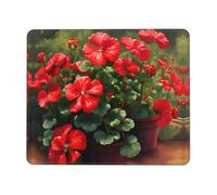 Phayah Red Geraniums Pattern Mouse Pad Waterproof Surface & Non-Slip Rubber Base with Stitched Edges Gaming Mouse Mat for Laptop 8.3 X 10.3 in