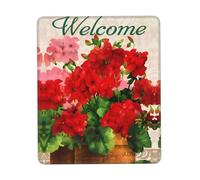 Phayah Red Geraniums Pattern Mouse Pad with Non Slip Rubber Base Gaming with Stitched Edge, Mousepad for Laptop, Computer, Office 7.9 X 9.5 in