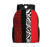 PHAYAH Red Leopard And Zebra Animal Pattern Casual Shoulders Classical Basic Travel Backpack Travel And Outdoor Activities