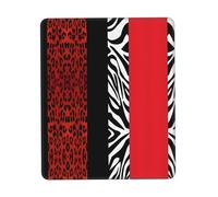 Phayah Red Leopard and Zebra Animal Pattern Mouse Pad with Non Slip Rubber Base Gaming with Stitched Edge, Mousepad for Laptop, Computer, Office 7 X 8.6 in
