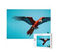 Phayah Red Macaw Puzzles 300 Piece For Jigsaw Puzzle Wooden Puzzle For Family Friend Home Decor Wall Art 15.7 X 11 In
