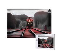 Phayah Red Railroad Puzzles 1000 Piece For Jigsaw Puzzle Wooden Puzzle Forfamily Friend Home Decor Wall Art 29.5 X 19.7 In