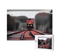 Phayah Red Railroad Puzzles 300 Piece For Jigsaw Puzzle Wooden Puzzle For Family Friend Home Decor Wall Art 15.7 X 11 In