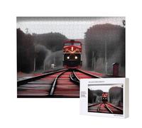 Phayah Red Railroad Puzzles 500 Piece For Jigsaw Puzzle Wooden Puzzle For Family Friend Home Decor Wall Art 20.4 X 15 In