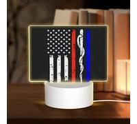 PHAYAH Red Stripe Firefighter USA Flag Pattern Acrylic Night Light with USB Port Touch Switch Birthday Thanksgiving Presents for Family Friends
