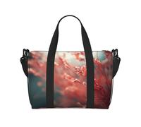 Phayah Red Willow Flower Travel Duffle Bag Weekender Overnight Gym Tote For Women Girls Shoulder Bag Workout Water Resistant, Black, One Size, Black, One Size