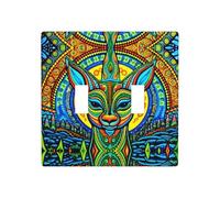 Phayah Reindeer Statue Pattern Double Toggle Light Switch Plates Outlet Covers Decorative for Bathroom Bedroom Kitchen 4.5 X 4.5 Inch