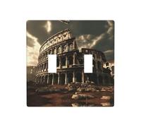 Phayah Remains of The Roman Colosseum Pattern Double Toggle Light Switch Plates Outlet Covers Decorative for Bathroom Bedroom Kitchen 4.5 X 4.5 Inch
