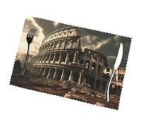 Phayah Remains Of The Roman Colosseum Pattern Table Placemats Set Of 6 12 X 18 Inch Placemats, For Holiday Parties Kitchen Table Decorations
