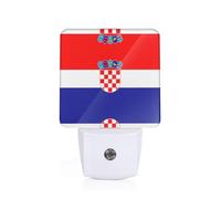 PHAYAH Republic of Croatia Flag Pattern Led Night Light Decor Nightlights for Bedroom, Bathroom Hallway, Kitchen, with Dusk to Dawn Auto Sensors
