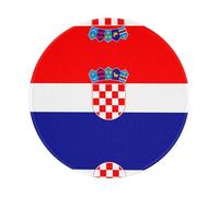 PHAYAH Republic Of Croatia Flag Pattern Round Gaming Mouse Pad Non-Slip Rubber Base Mouse Mat With Stitched Edge 7.9 X 7.9 In For Laptop Computer
