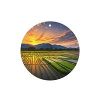 Phayah Rice Paddy Field Sun Pattern Lavender Scent Car Aroma Round Shape Hanging Fragrance Tablet Car Interior Fragrance Freshener 6p