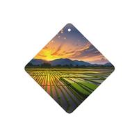 Phayah Rice Paddy Field Sun Pattern Lavender Scent Car Aroma Square Hanging Fragrance Tablet Car Interior Fragrance Freshener 4p