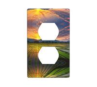 Phayah Rice Paddy Field Sun Pattern Outlet Covers Wall Plate Receptacle Duplex Light Switch Cover Plate Single Dual Plug Electrical Switchplate
