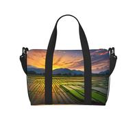 Phayah Rice Paddy Field Sun Travel Duffel Bag,Sports Tote Gym Bag,Shoulder Weekender Overnight Bag for Women