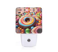 PHAYAH Rich Candy Pattern Night Light Plug-in Led Auto Sensor Night Lamp Dusk-to-Dawn Lamp for Nursery Children Stairs Corridors